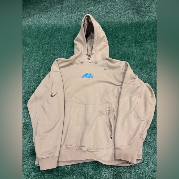 Off-White Other - Nike Off-White Tan Hoodie with Light Blue Accents - Men's Pullover